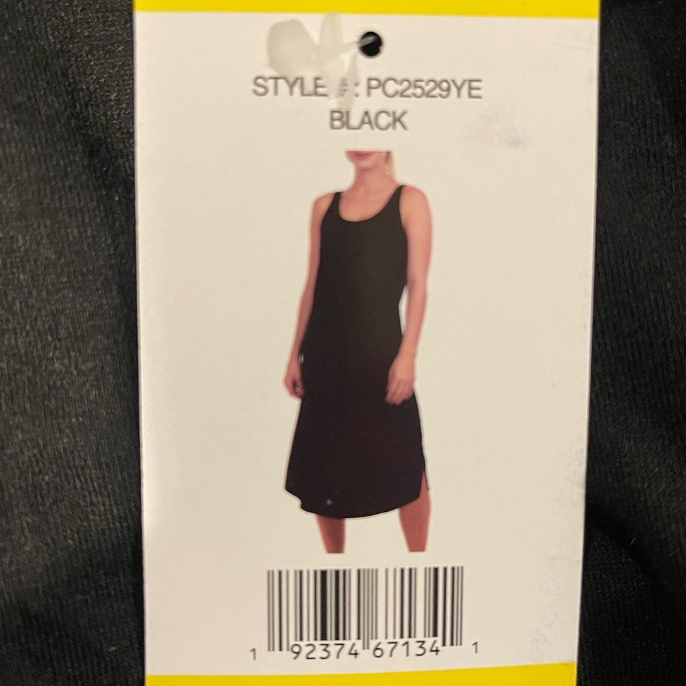 New Natori Scoop Neck Tank Dress with Round Hem and Side Slits, Color Black